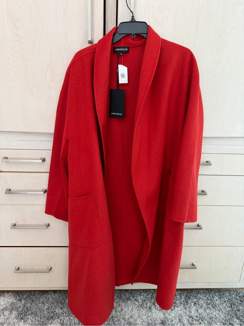 Lamarque Red Open-Front Wool Coat